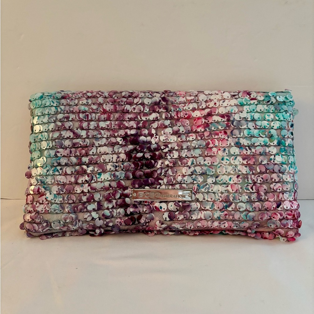BCBG GENERATION Folded Sequin Clutch - Multicolor.